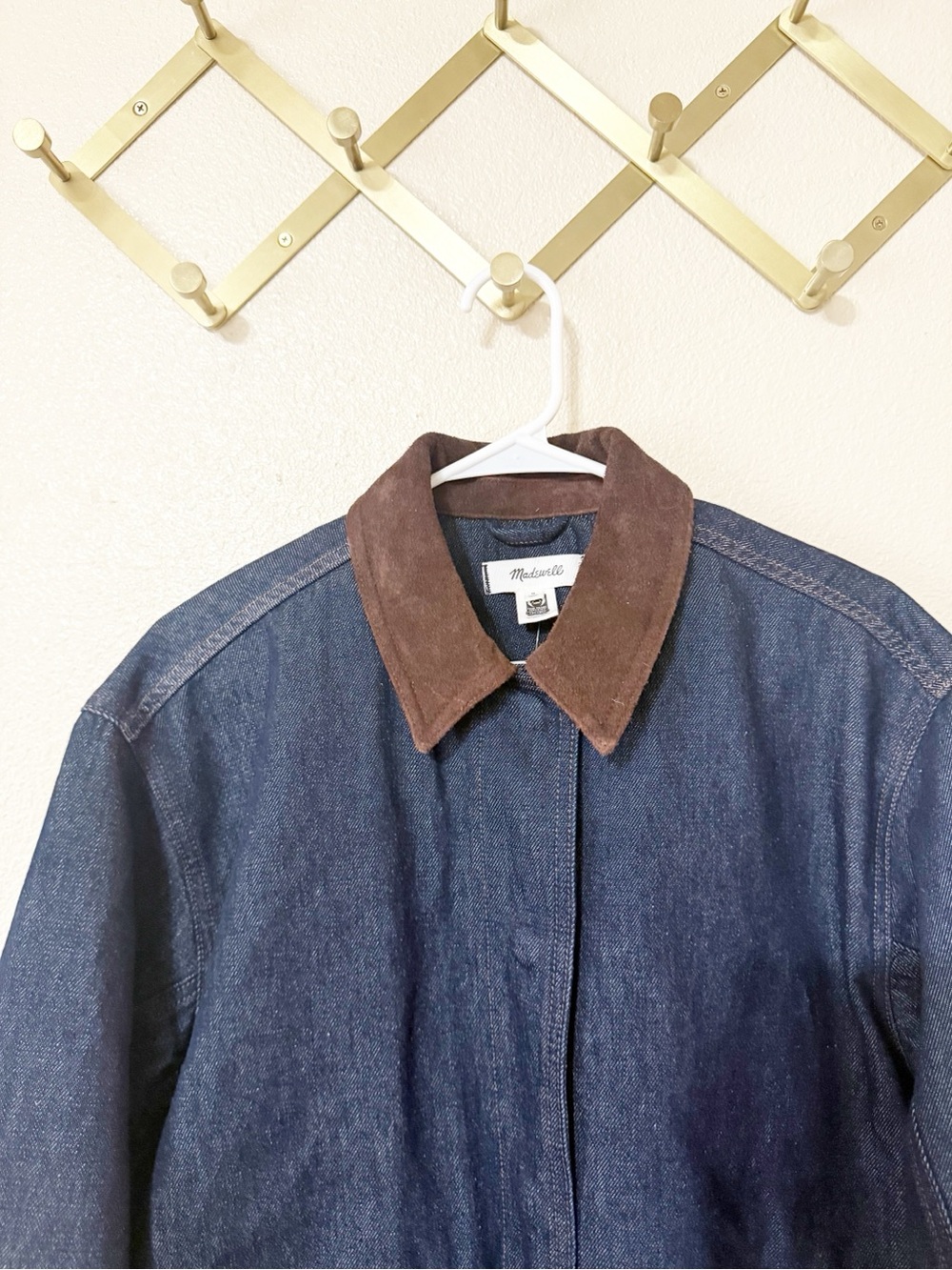 Madewell Denim Chore Jacket Suede Collar in Rinse Wash size medium NEW $228 MSRP - Picture 12 of 12